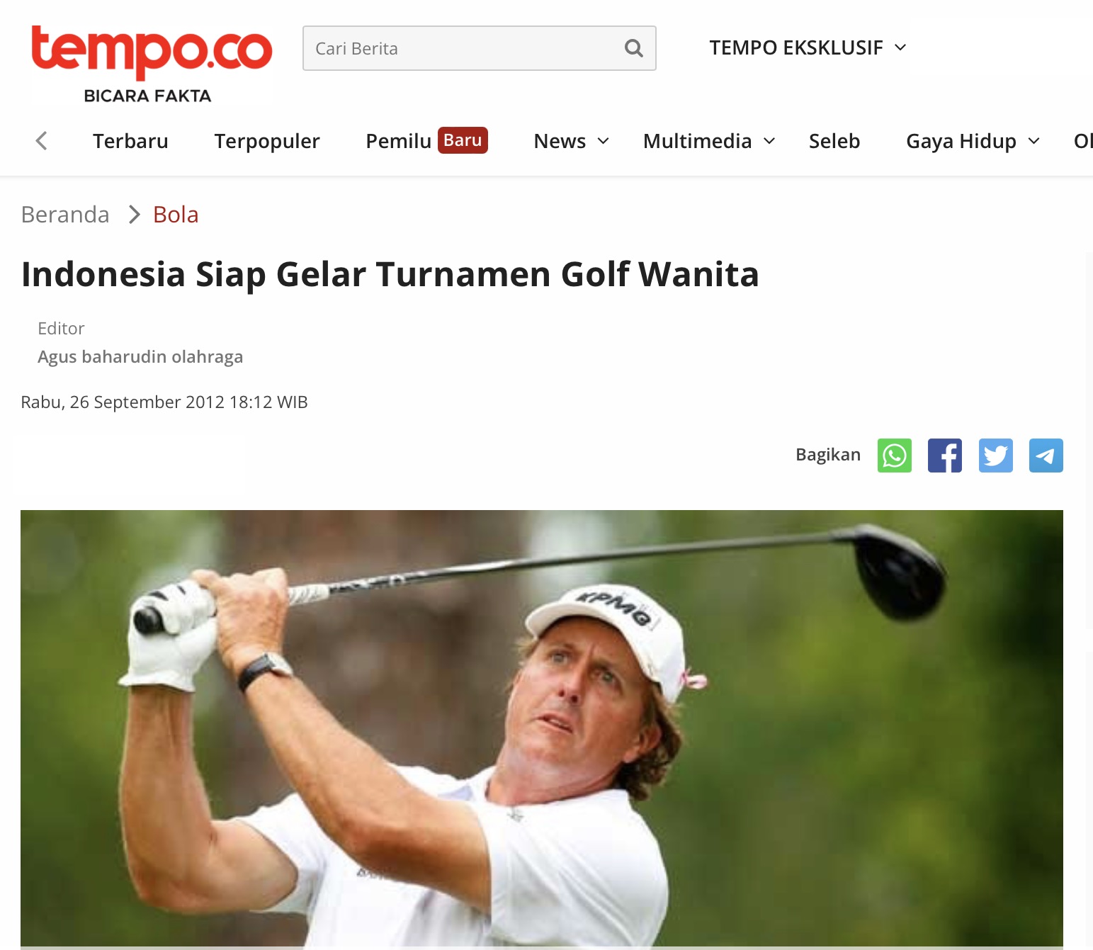  Artikel-Tempo.co-Indonesia Siap Gelar Turnamen Golf Wanita 